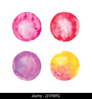 Vector colorful watercolor dots set. Colorful watercolor art hand painted circle Stock Vector