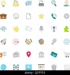 Set of 36 design vector icons isolated on white Stock Vector
