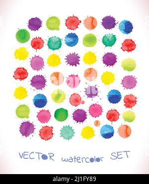 Rainbow colors watercolor vector stains set. Vector watercolor spot Stock Vector