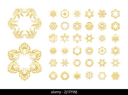 Vector gold floral pattern, elegant line art flowers and leaves, luxury ...