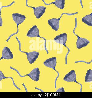 Seamless pattern with dried lotos. Vector Stock Vector