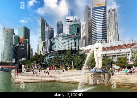 Singapore. Marina Bay. The Merlion Stock Photo