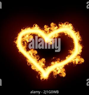 Illustration of burning heart isolated on black background Stock Photo