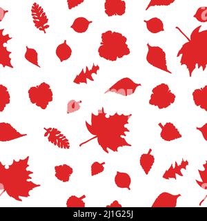 Autumn seamless background  with  leafs.  Autumnal red illustration Stock Vector