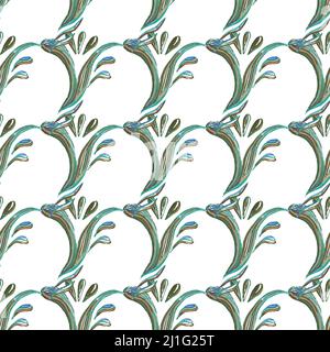 Watercolor green pattern with  leaves. Handmade vector watercolor seamless pattern with green leaves Stock Vector