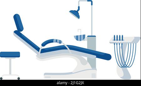 Dental chair and accessories semi flat color vector object Stock Vector