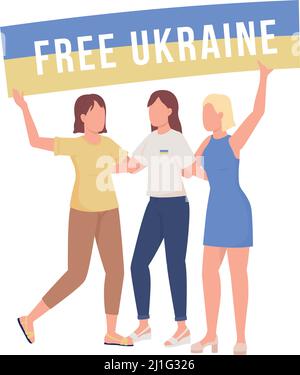 Women against war in Ukraine semi flat color vector characters Stock Vector