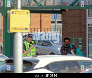 Glasgow, Scotland, UK. 25th Mar, 2022. Deliveroo driver fight saw police called to morrissons supermarket in partick. Credit: gerard ferry/Alamy Live News Stock Photo