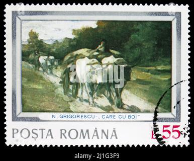 ROMANIA CIRCA 1977 Stamp Printed By Romania Shows Woman Spinning ROMANIA CIRCA 1977 Stamp Printed By Romania Shows Woman Spinning