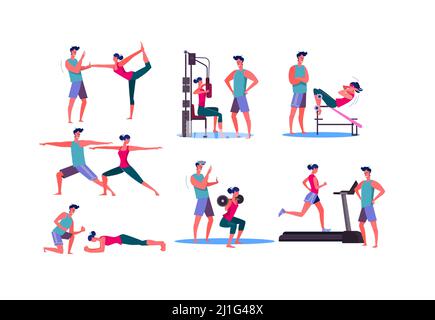 Vector Set of Men and Women Practicing Yoga. Stock Vector - Illustration of  healthy, care: 80565939