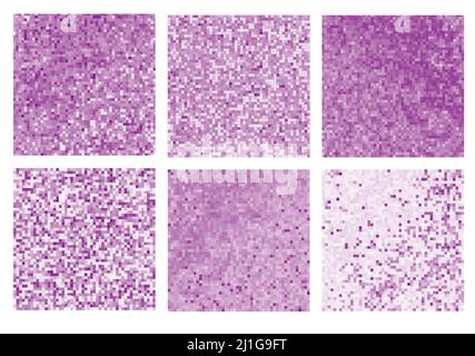 Abstract square pixel mosaic background art set Stock Vector