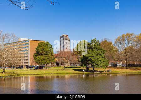 Arkansas, MAR 19 2022 - Sunny view of landscape in MacArthur Park Stock Photo