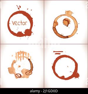 Coffee stain set. Vector coffee cup stains isolated on white Stock Vector