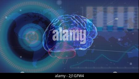Humans Processing Maps Image of human brain, data processing over world map Stock Photo - Alamy