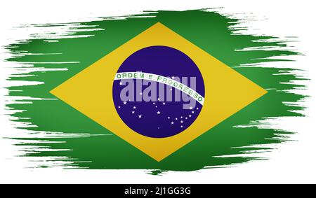 Flag of Brazil. Brush strokes painted national symbol background ...