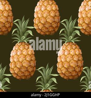 Seamless pattern with pineapples. Vector trendy print. Stock Vector