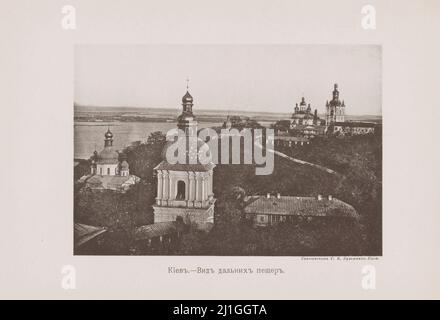 19th-century photo of Kyiv Pechersk Lavra. View of  Far Caves. Ukraine, Russian Empire. 1886-1896 Stock Photo