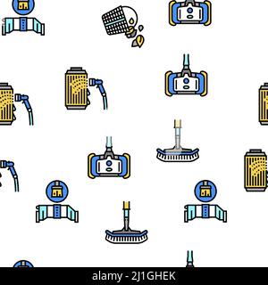 Pool Cleaning Service Vector Seamless Pattern Stock Vector