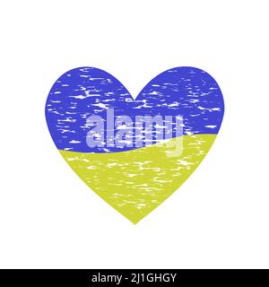 Blue yellow heart shape. Vector Ukrainian flag Stock Vector