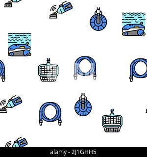 Pool Cleaning Service Vector Seamless Pattern Stock Vector