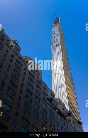 Ultra luxury high-rise building Steinway Tower stands on West 57th street NYC Stock Photo