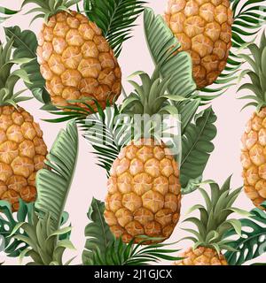 Seamless pattern with pineapples. Vector trendy print. Stock Vector