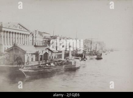 19th-century photo of ships in the English Embankment in Saint Petersburg, J. Daziaro, c. 1880-c. 1900 Stock Photo