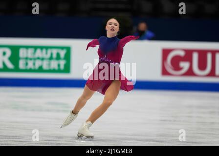 Sud de France Arena, Montpellier, France. 25th Mar, 2022. Lindsay Van Zundert from Netherlands during Womens final, World Figure Skating Championship at Sud de France Arena, Montpellier, France. Kim Price/CSM/Alamy Live News Stock Photo