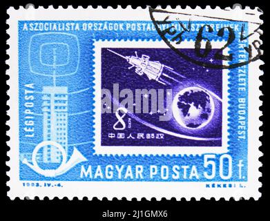 MOSCOW, RUSSIA - MARCH 10, 2022: Postage stamp printed in Hungary shows Peoples Republic of China, Conference of Postal Ministers of Communist Countri Stock Photo