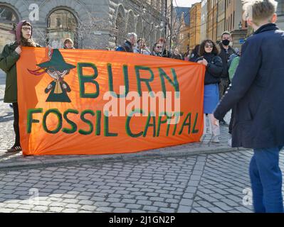 STOCKHOLM, SWEDEN - MARCH 25, 2022: Greta Thunberg and Fridays for Future participating in a Global Climate Strike in Stockholm. Stock Photo