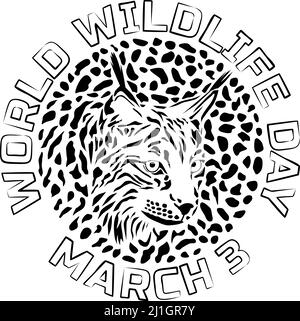 World Wildlife Day with lynx background Stock Vector