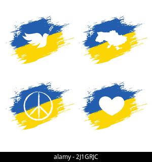 Grunge Ukrainian flag icons set Stock Vector