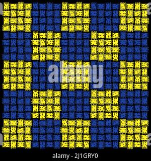 Knitting background yellow and blue Stock Vector