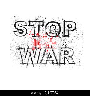 Stop war grunge text outline Stock Vector