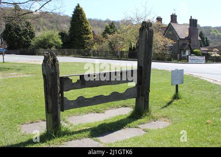 Original Stocks, Aldbury Village in Spring, Hertfordshire, England, UK Stock Photo