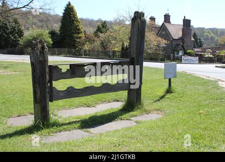 Original Stocks, Aldbury Village in Spring, Hertfordshire, England, UK Stock Photo