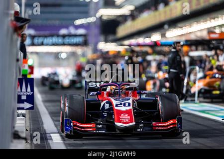 Jeddah, Saudi Arabia. 25th Mar, 2022. 20 VERSCHOOR Richard (nld), Trident, Dallara F2, action during the 2nd round of the 2022 FIA Formula 2 Championship from March 25 to 27, 2022 on the Jeddah Corniche Circuit, in Jeddah, Saudi Arabia Credit: DPPI Media/Alamy Live News Stock Photo