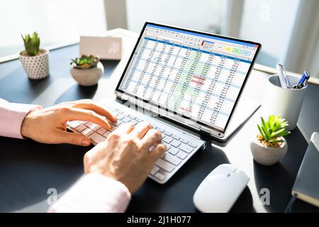 Spreadsheet Data Business Work On Office Tablet Stock Photo