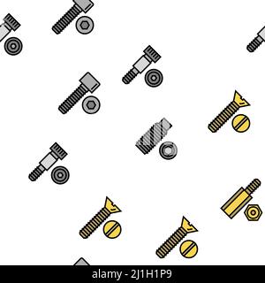 Screw And Bolt Building Accessory Vector Seamless Pattern Stock Vector