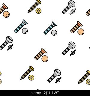 Screw And Bolt Building Accessory Vector Seamless Pattern Stock Vector