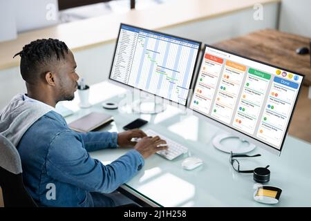 Business Schedule Calendar And Agenda Gantt Report Stock Photo