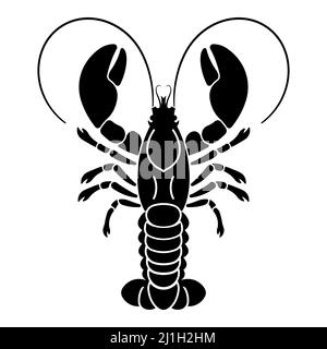 Lobster abstract with large claws. Poster illustration of large lobster with claws and antennae. Stylized modern marine creation in flat style. Stock Vector