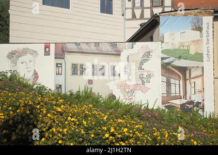 Mural to Martin Luther at the Tourist Info in Lutherstadt Eisleben, Saxony-Anhalt, Germany Stock Photo