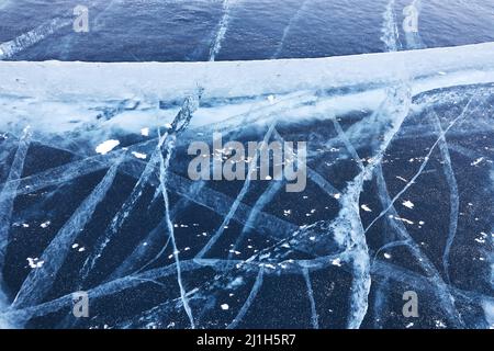 Amazing ice pattern on Baikal lake Stock Photo