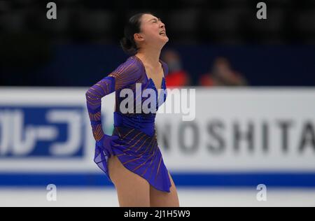 Sud de France Arena, Montpellier, France. 25th Mar, 2022. Kaori Sakamoto from Japan during Womens final, World Figure Skating Championship at Sud de France Arena, Montpellier, France. Kim Price/CSM/Alamy Live News Stock Photo