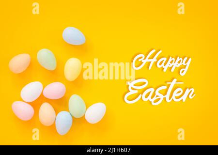 Easter background with colorful eggs Stock Photo