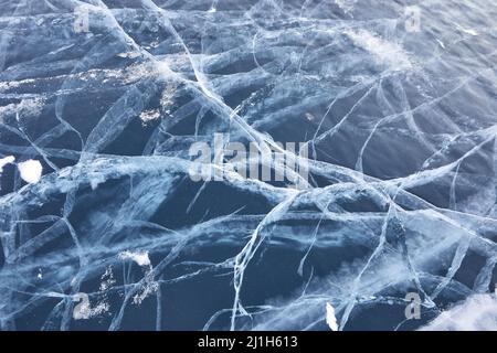 Amazing ice pattern on Baikal lake Stock Photo
