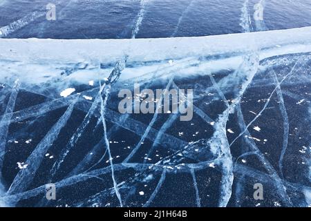 Amazing ice pattern on Baikal lake Stock Photo
