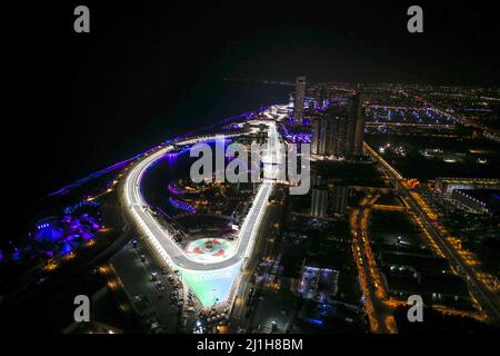 Jeddah, Saudi Arabia. 25th Mar, 2022. Ambiance, track, general view during the Formula 1 STC Saudi Arabian Grand Prix 2022, 2nd round of the 2022 FIA Formula One World Championship, on the Jeddah Corniche Circuit, from March 25 to 27, 2022 in Jeddah, Saudi Arabia - Photo: Dppi/DPPI/LiveMedia Credit: Independent Photo Agency/Alamy Live News Stock Photo