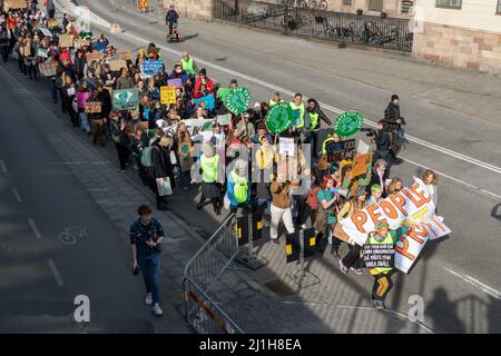 STOCKHOLM, SWEDEN - MARCH 25, 2022: 19-year-old Swedish climate activist Greta Thunberg demonstrating in Stockholm on Fridays. Stock Photo